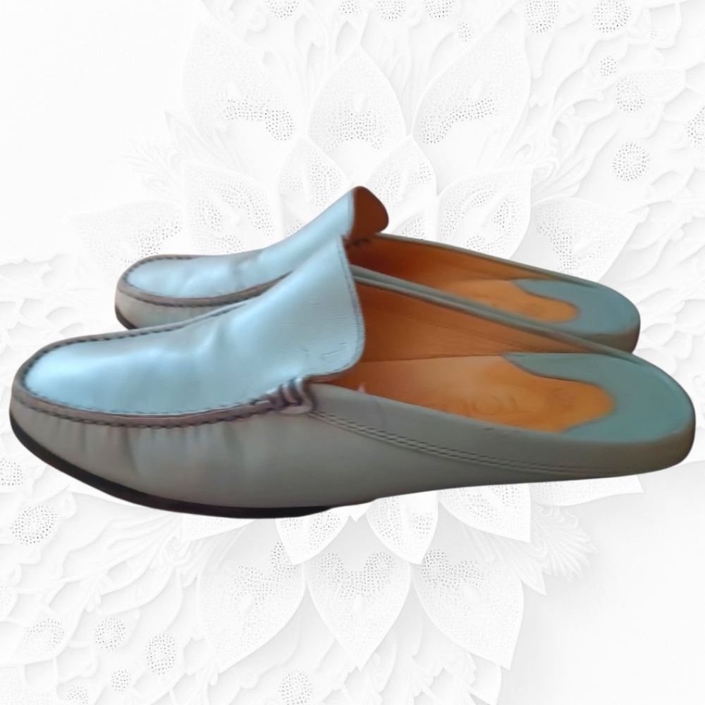 Tod's Baby Blue Slide On Loafers